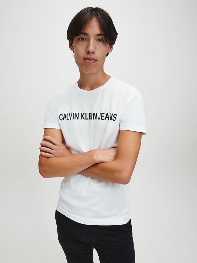 Calvin Klein Ruhák HU853049 | Calvin Klein Organic Cotton Logo Férfi Póló Világos Fehér